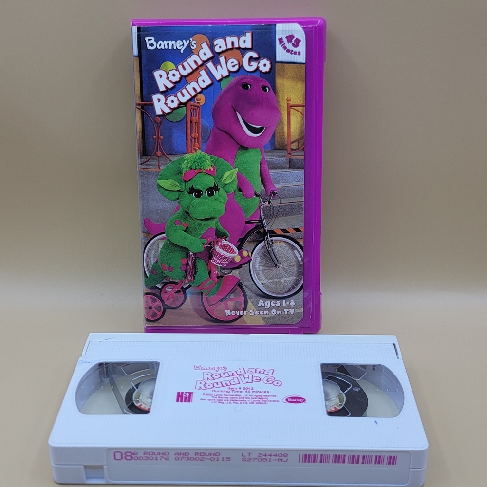 Barney Round And Round We GO Sing Along VHS VCR Tape Vintage Baby Bop Kids Rare